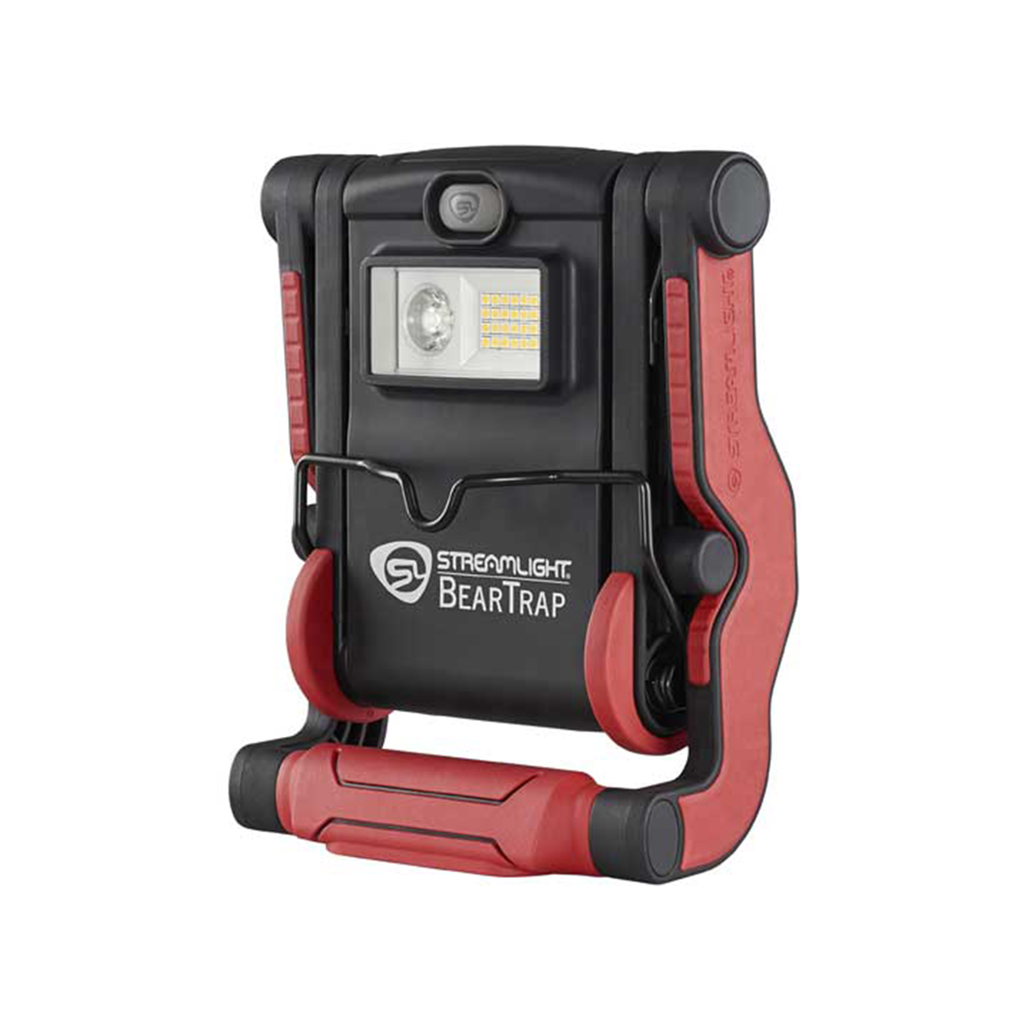 Streamlight Beartrap Work Light — 120V, 2,000 Lumen, Dual Spot & Flood LED, Clamp, Magnetic Base, Stowable Hook, Red, Model# SLI61520
